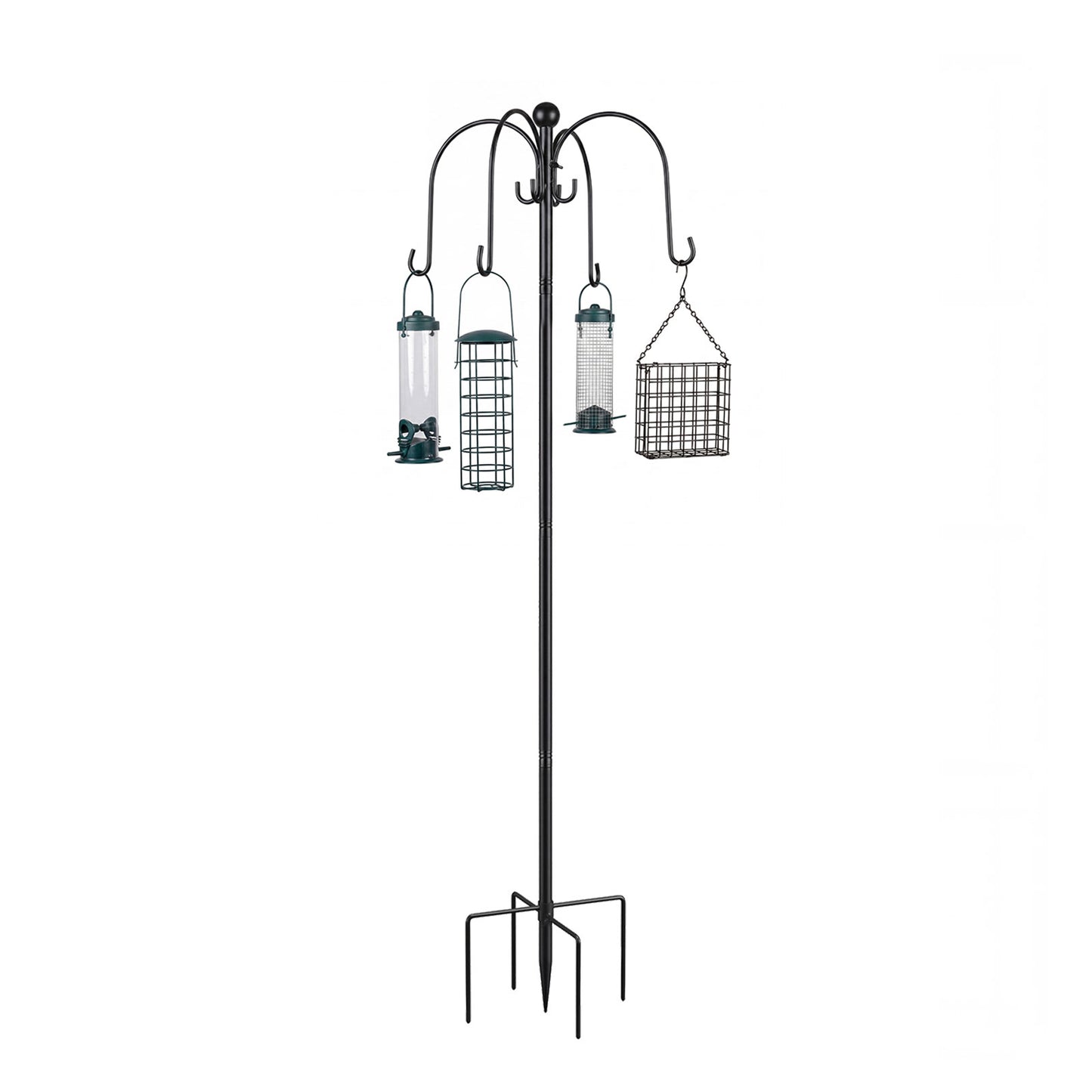 TOQUE Complete Bird Feeding Station Outdoor Garden Wild Birds Feeder 4 Feeders