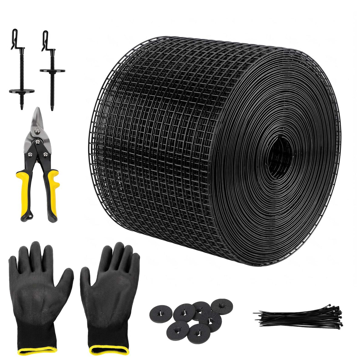 Mountview Bird Proofing Mesh Set PVC 60 Fixing Clips 30m for Solar Panel Black