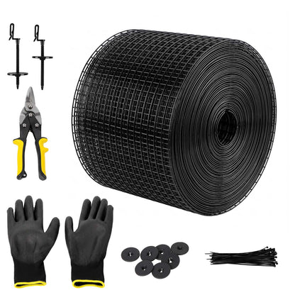 Mountview Bird Proofing Mesh Set PVC 60 Fixing Clips 30m for Solar Panel Black