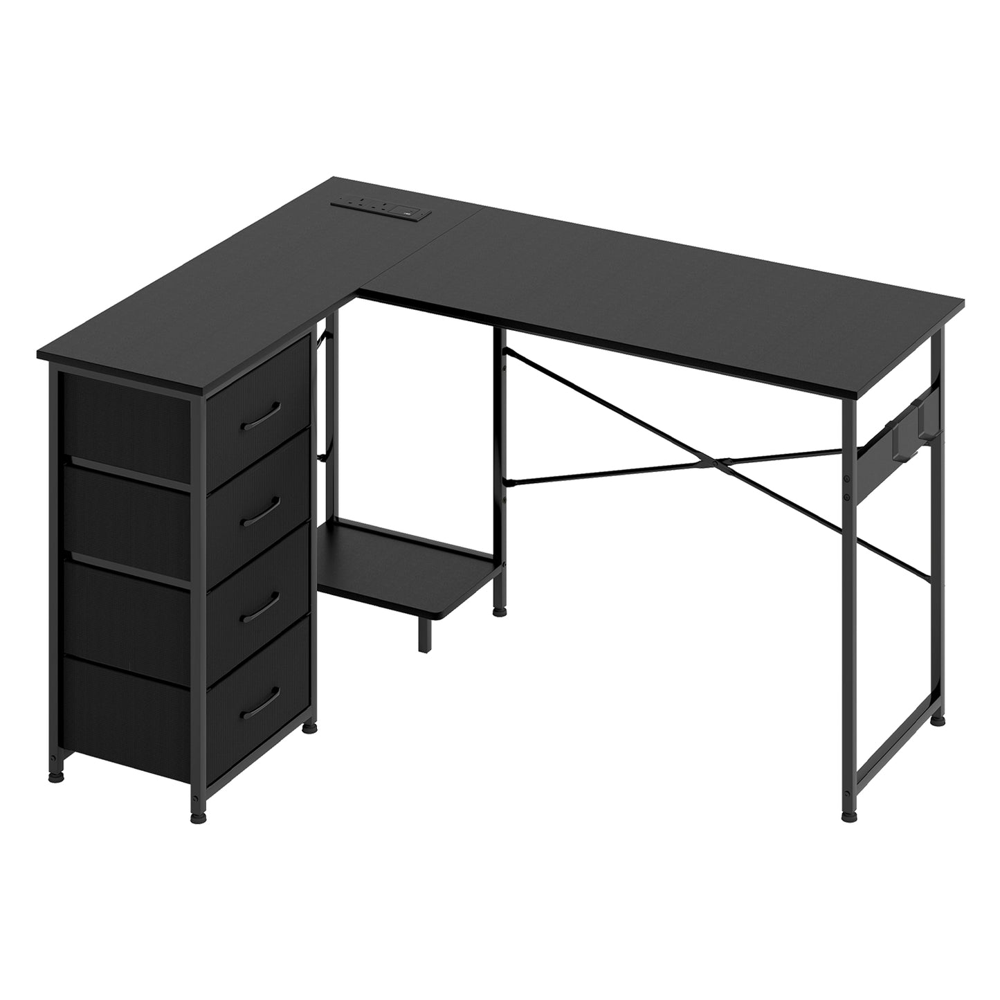 Levede Computer Desk L Shaped Corner Office Table Home Storage Shelves Drawers