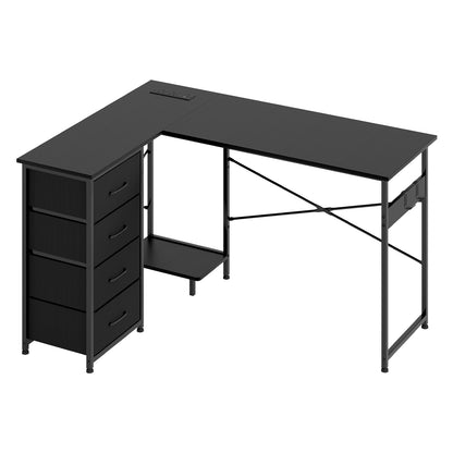 Levede Computer Desk L Shaped Corner Office Table Home Storage Shelves Drawers
