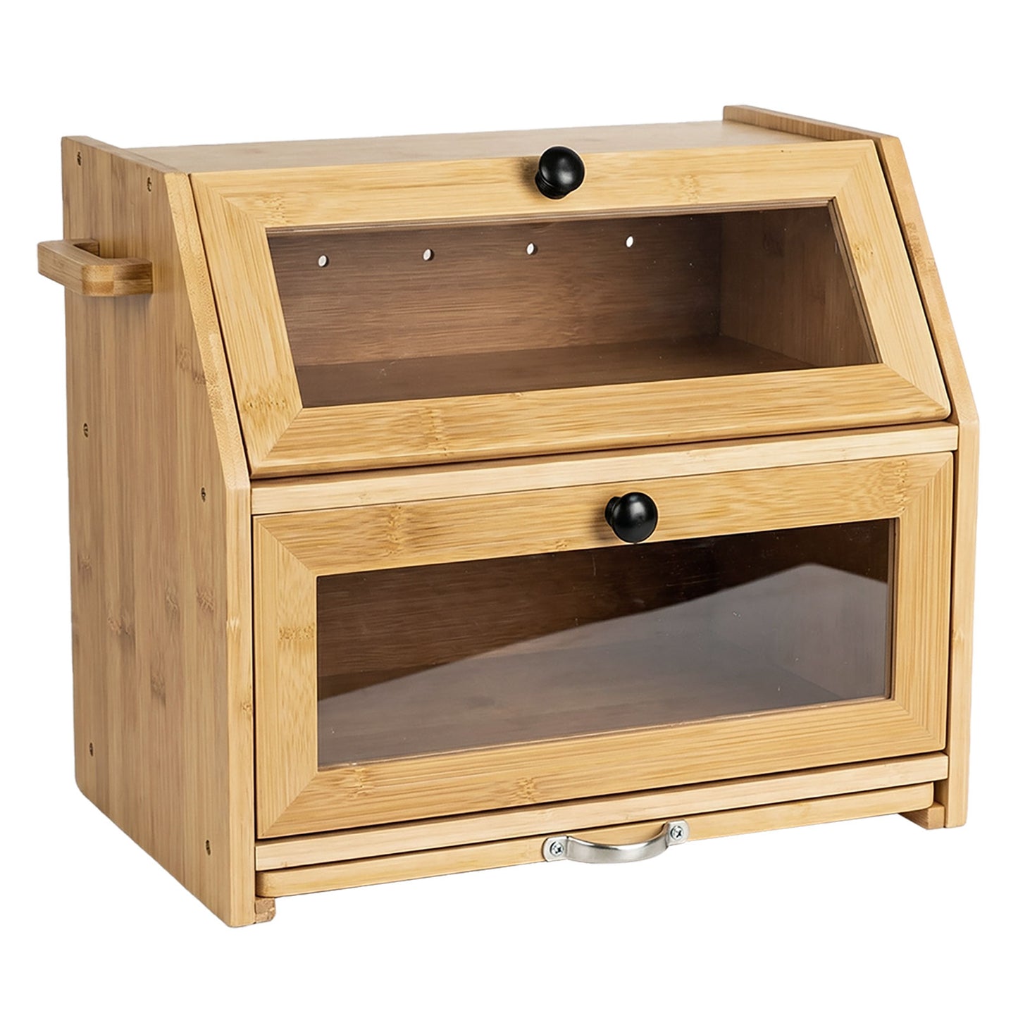 TOQUE 33L Bamboo Bread Bin with Cutting Board Bread Storage Box Natural