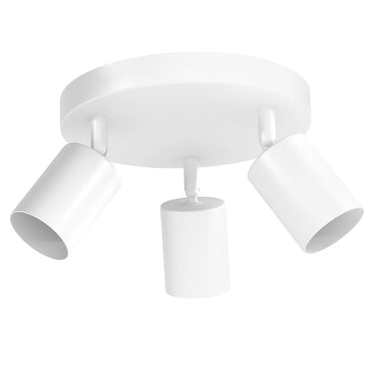 EMITTO 3-Way Spotlight Ceiling Light Adjustable GU10 Modern White Round Base