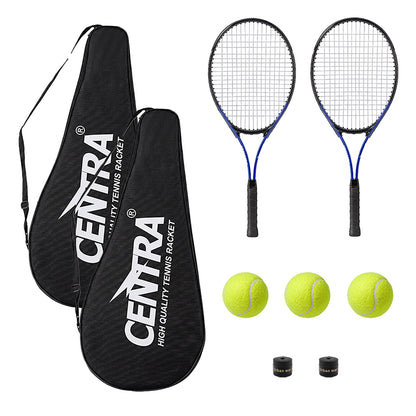 Centra 9Pcs Tennis Racket Set Lightweight Racquet Balls Carry Bag Overgrips
