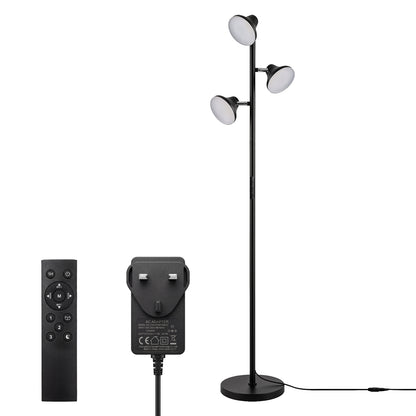 Emitto Floor Lamp  3-Light Dimmable Standing Lamp  Remote Touch  Black