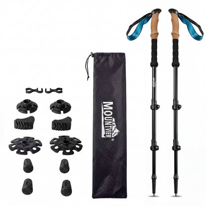 Mountview Trekking Poles Carbon Fibe Lightweight Hiking Sticks 2PC Black