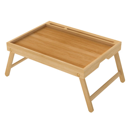 Toque Bamboo Foldable Bed Tray Table with Phone Holder Breakfast Laptop Desk