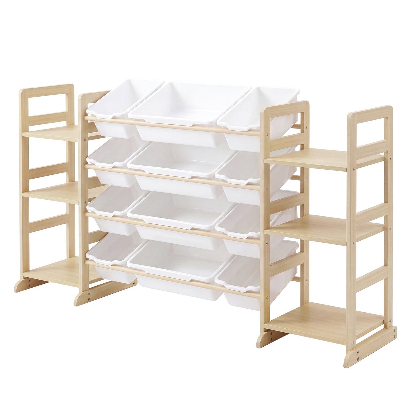 Levede Kids Toy Storage Organiser Wooden Book Shelf 12 Removable Storage Bins