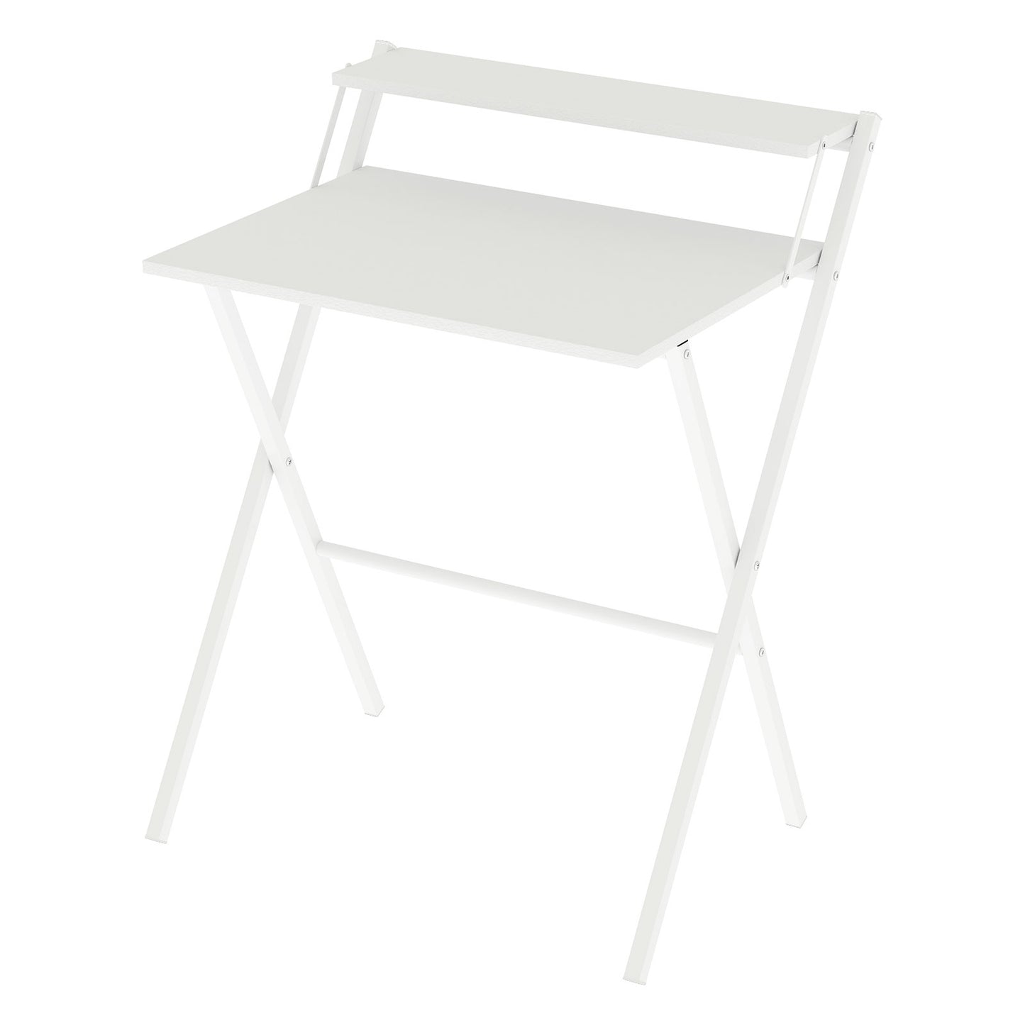 Levede Foldable Computer Desk Office Study Workstation with Monitor Shelf White