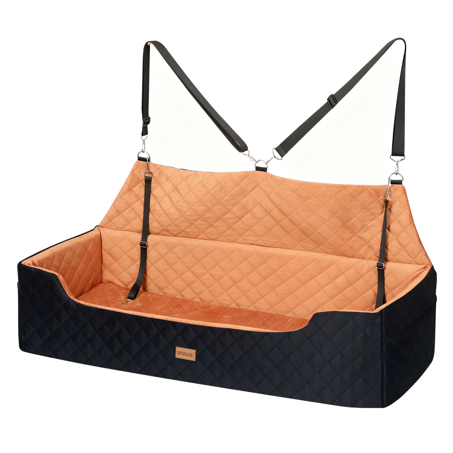 Skylos Dog Booster Car Seat Travel Carrier Bed Basket for Pet up to 100lbs Brown