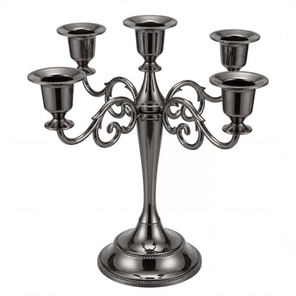 Levede Candle Holder 5 Arm Metal Candelabra Black Candlestick Stand Centerpiece