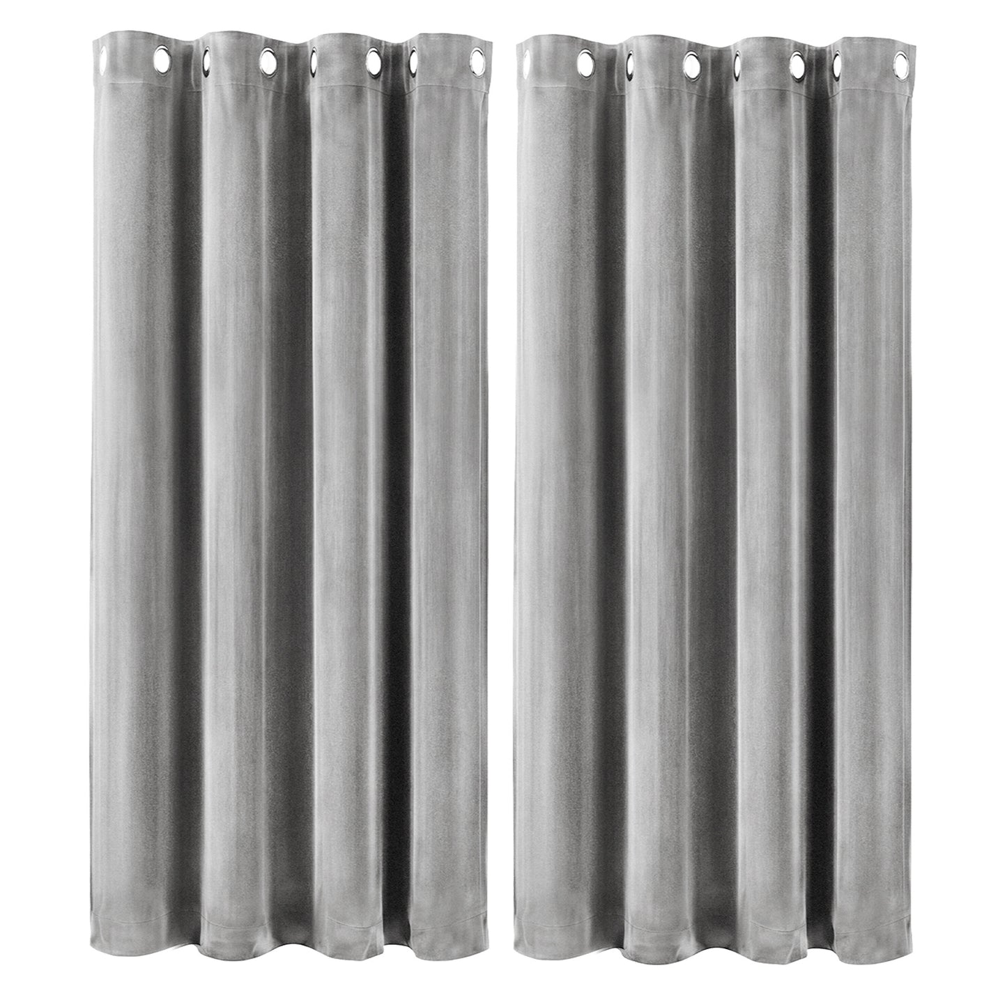 Marlow Thick Thermal Blackout Curtains Velvet 46x54 Inch Eyelet Ring Top Grey