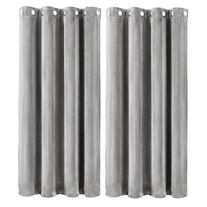 Marlow Thick Thermal Blackout Curtains Velvet 46x54 Inch Eyelet Ring Top Grey