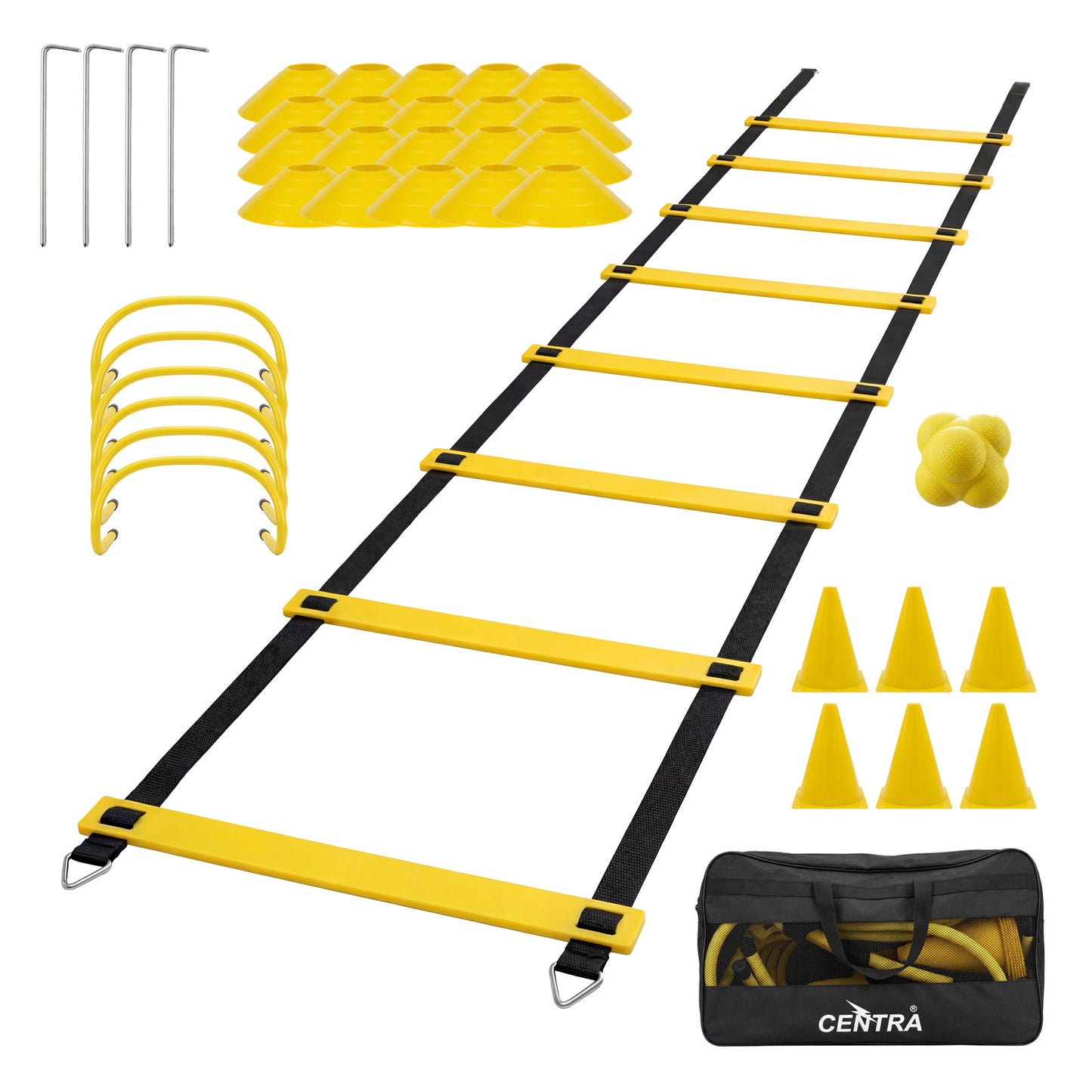 Centra Speed Agility Training Set Football Footwork Ladder Hurdles Cones Kit