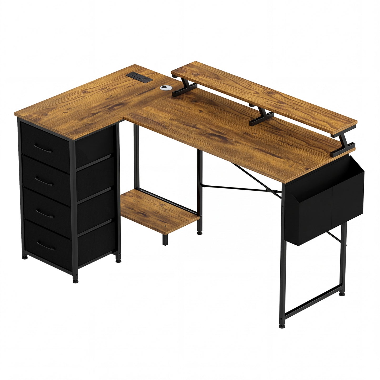 Levede L Shaped Desk with Storage Drawer Charing Office Computer Corner Table