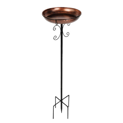 TOQUE Metal Bird Bath Outdoor Garden Bird Feeder Bowl Patio Decor Freestanding