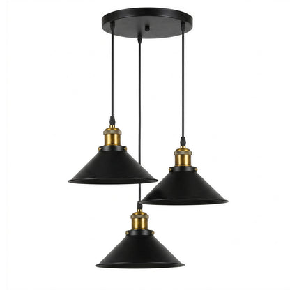 Emitto Pendant Light 3 Lights Height Adjustable Vintage Ceiling Light Black