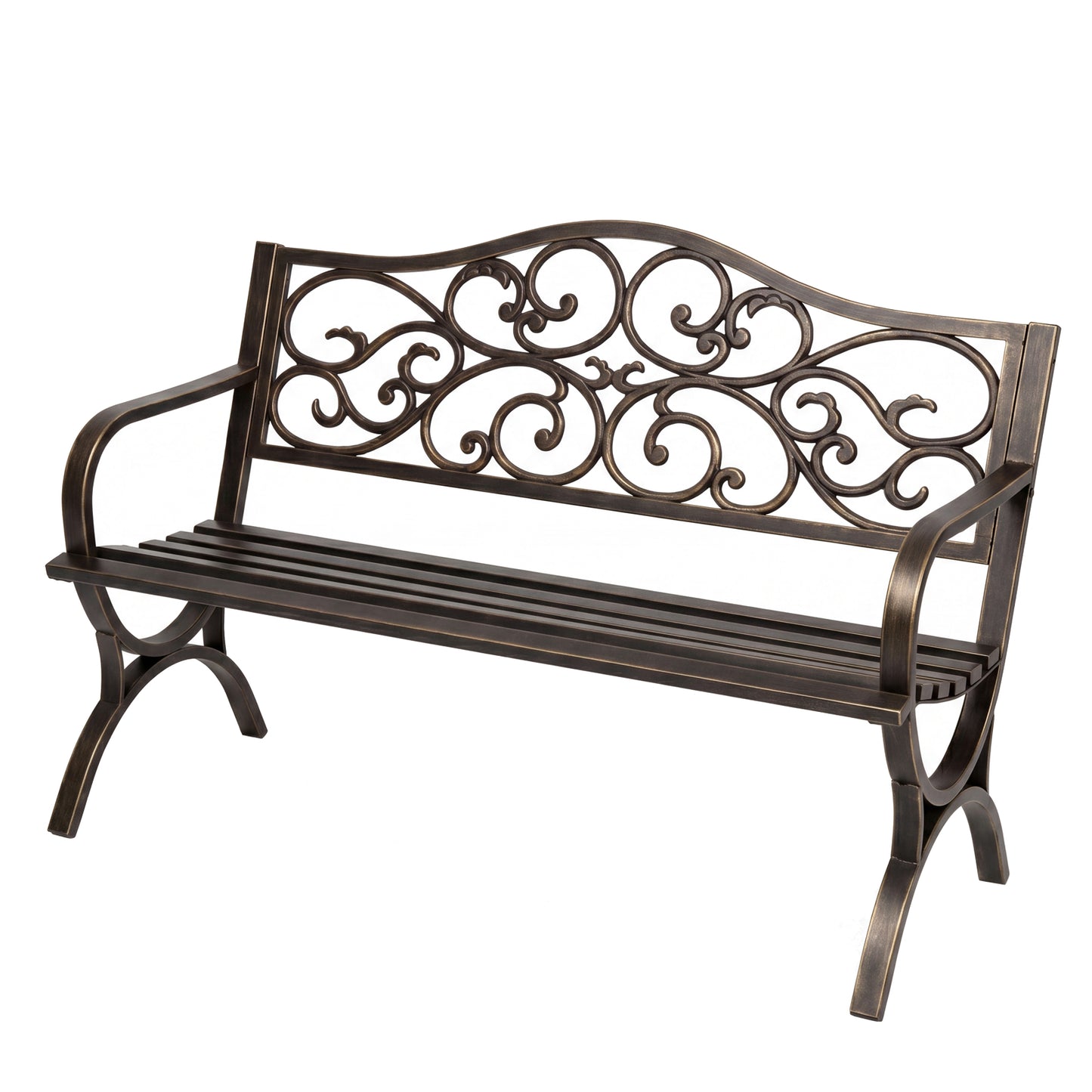 Levede Garden Bench Outdoor Bench 300kg Metal Floral Pattern Bronze