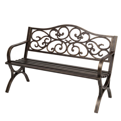 Levede Garden Bench Outdoor Bench 300kg Metal Floral Pattern Bronze
