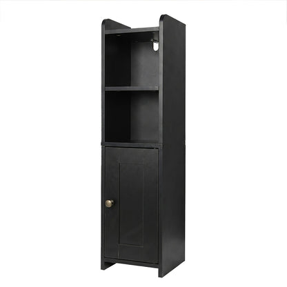 Levede Bathroom Cabinet Slim Corner Storage Adjustable Shelves PB MDF Black