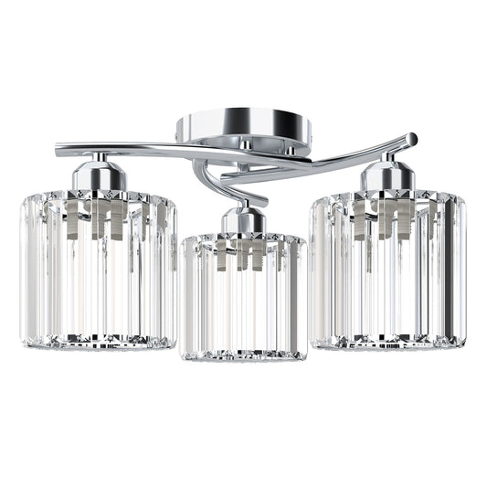 Emitto Crystal Ceiling Light 3 Light Semi Flush Mount Lamp E27 Chandelier Chrome