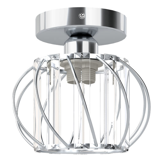 Emitto Crystal Ceiling Light Semi Flush Mount Chandelier Modern Hallway Silver