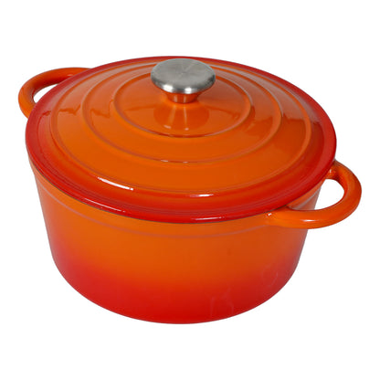 Toque Cast Iron Enameled Dutch Oven Pot Casserole Dish with Lid Non-Stick Orange