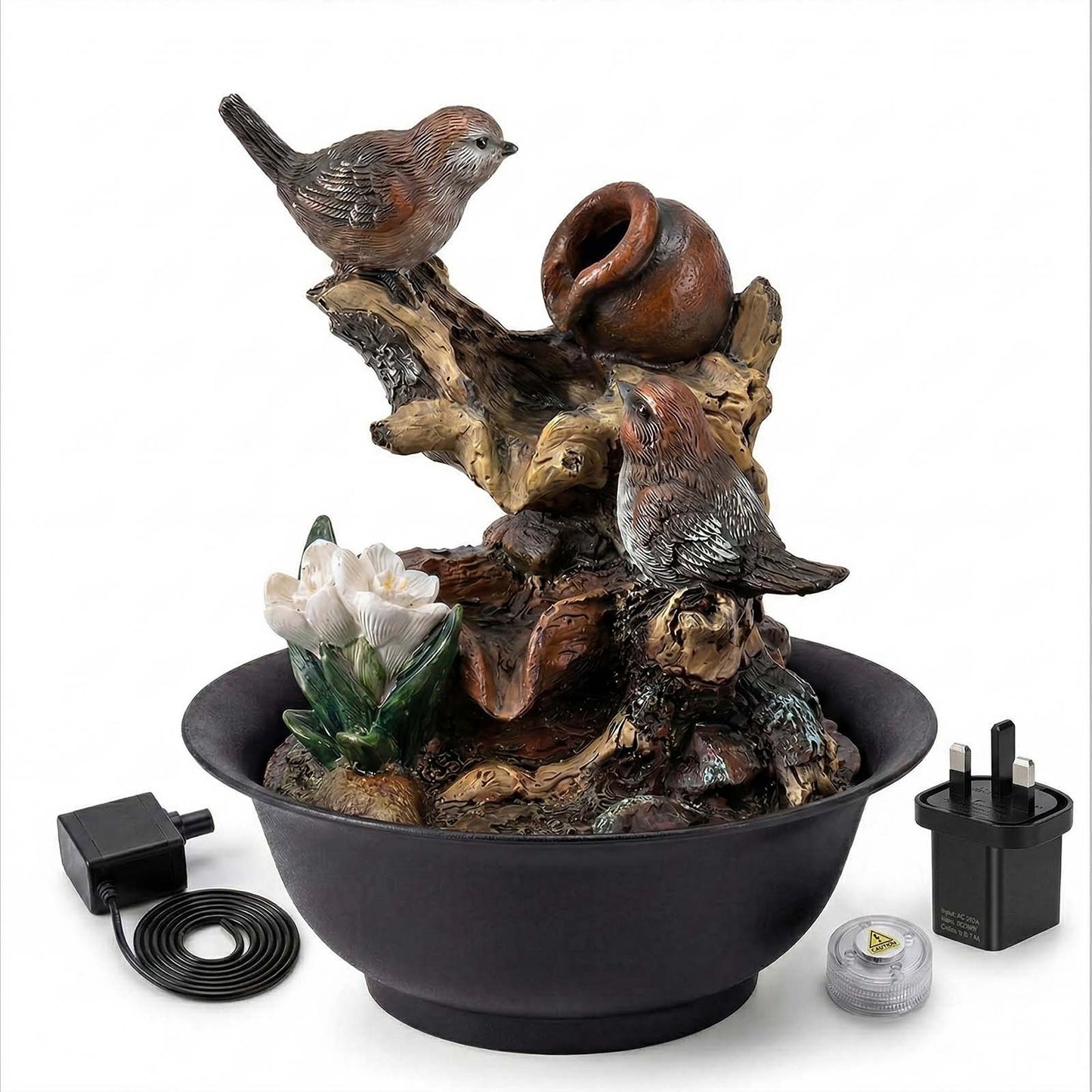 Spector Water Feature Indoor Fountain with LED Light Resin Black