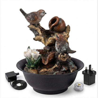Spector Water Feature Indoor Fountain with LED Light Resin Black