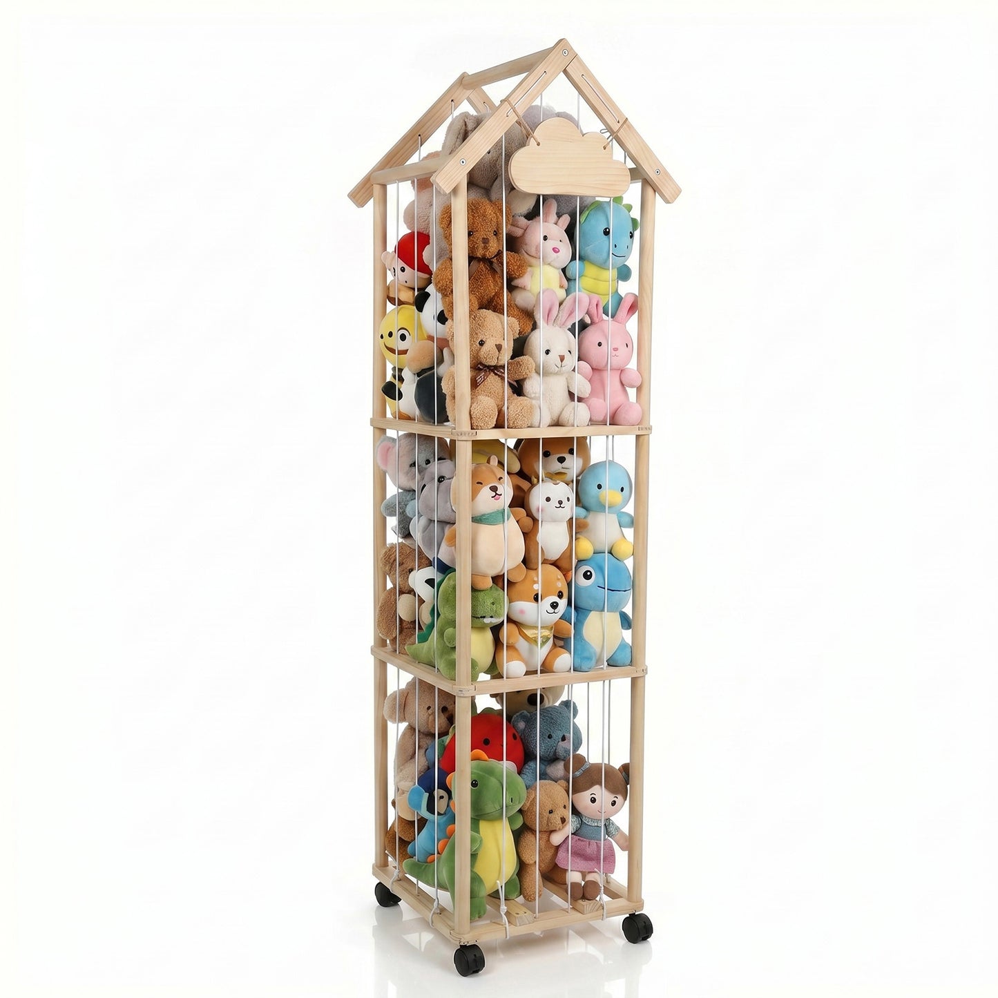 Levede Plush Toy Storage Holder Kids Stuffed Animal Organiser Lockable Wheels