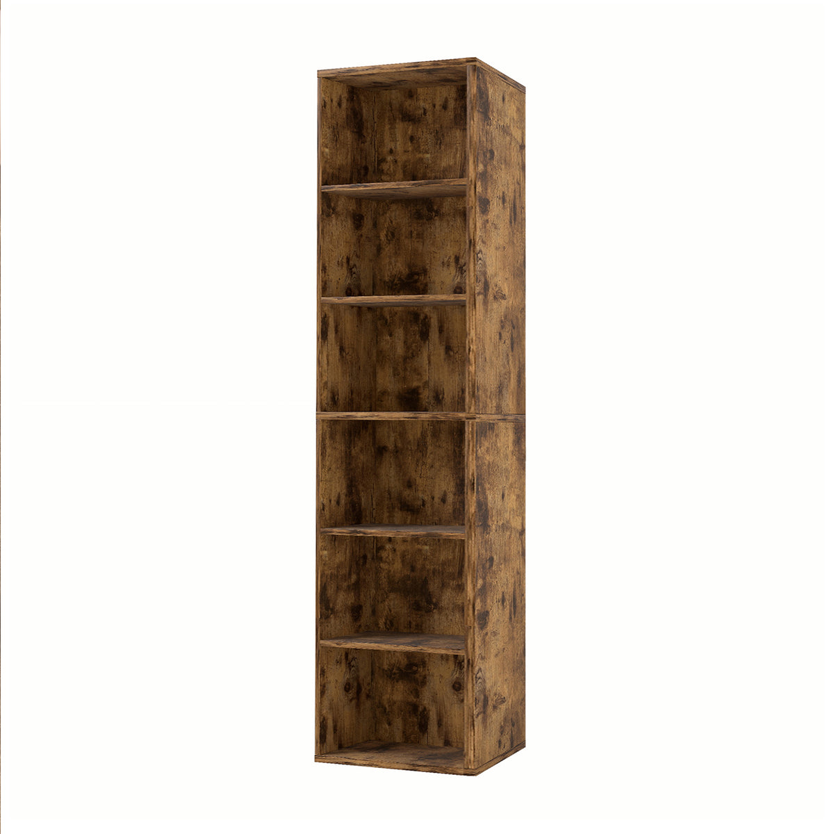 Levede Slim Bookcase Tall Bookshelf 6 Tier Adjustable Shelf Living Room Walnut