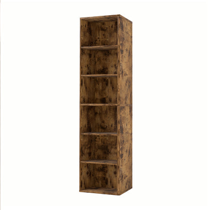 Levede Slim Bookcase Tall Bookshelf 6 Tier Adjustable Shelf Living Room Walnut