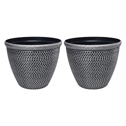 TOQUE 2PCS Plastic Garden Plant Pots 36cm Round Outdoor Planters Drainage Holes
