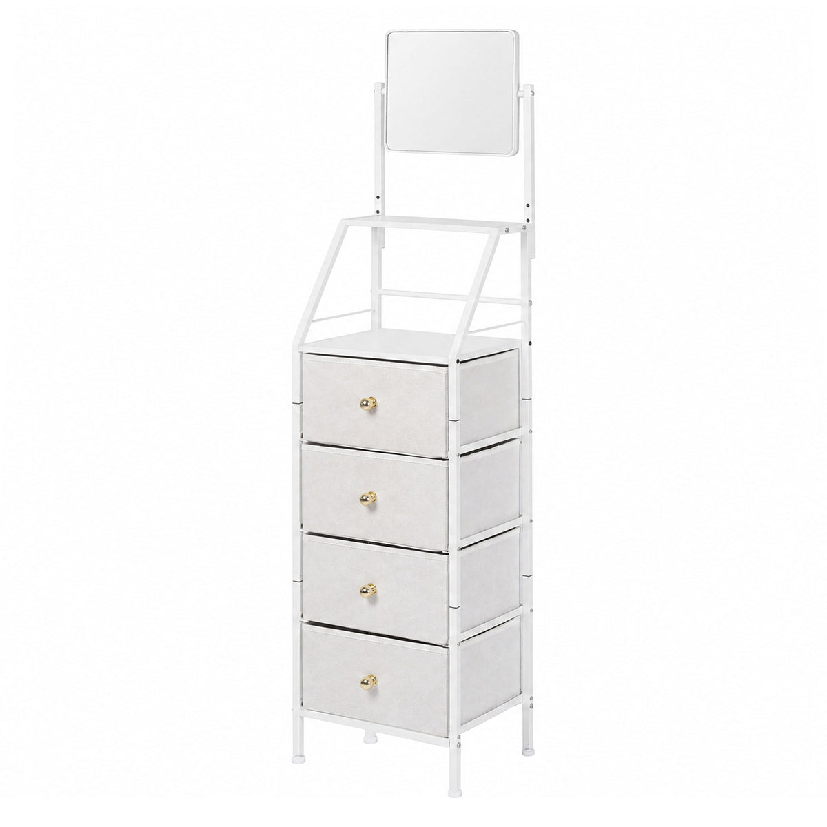 Levede Chest Of Drawers Mirror Dressing Table Vertical Storage Bedroom White
