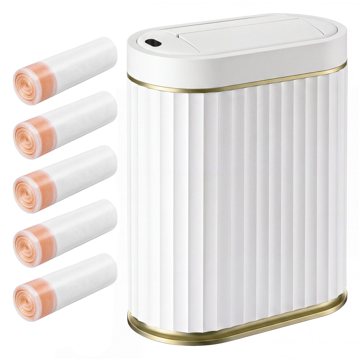 TOQUE Sensor Rubbish Bin 7L Touchless Silent Butterfly Lid for Bedroom White