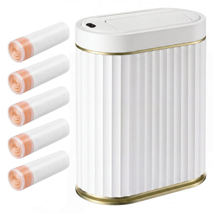 TOQUE Sensor Rubbish Bin 7L Touchless Silent Butterfly Lid for Bedroom White