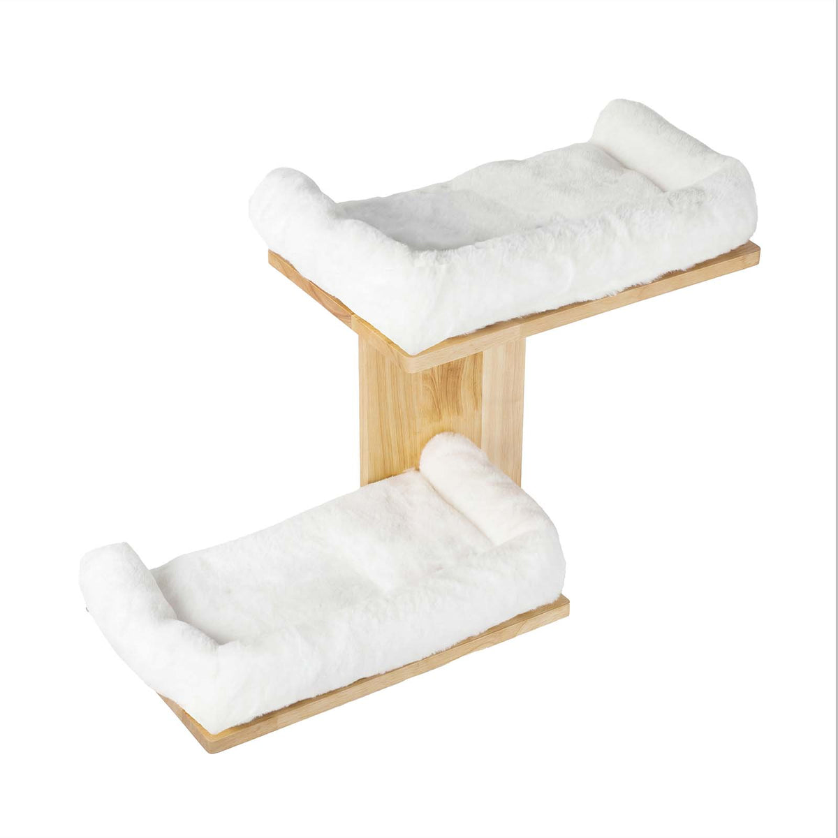 Skylos Cat Wall Shelves 2 Platform Steps Rubber Wood for Cat Climbing White