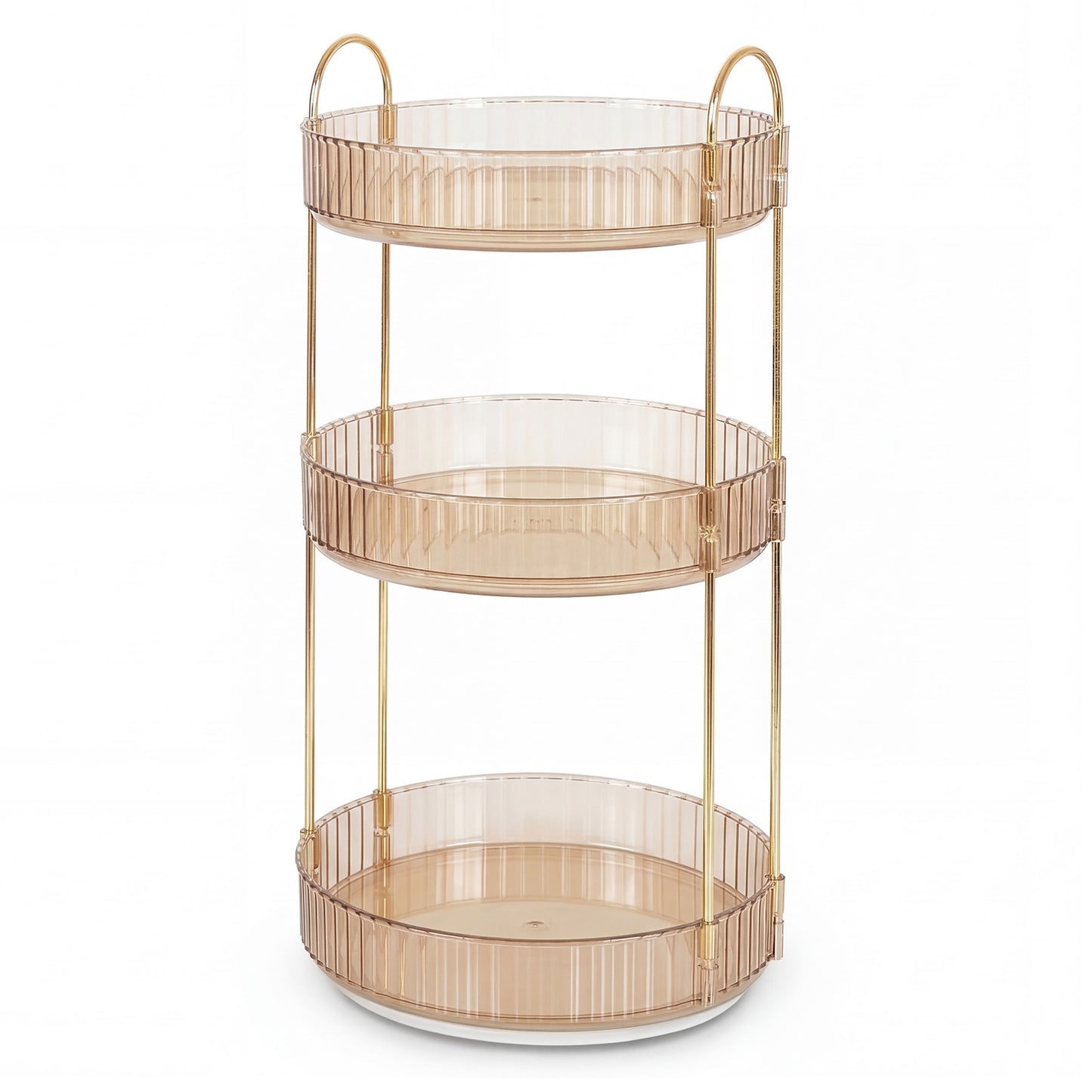 ilus Makeup Organiser 360 Rotating Spinning 3 Tiers Cosmetic Organizer Gold