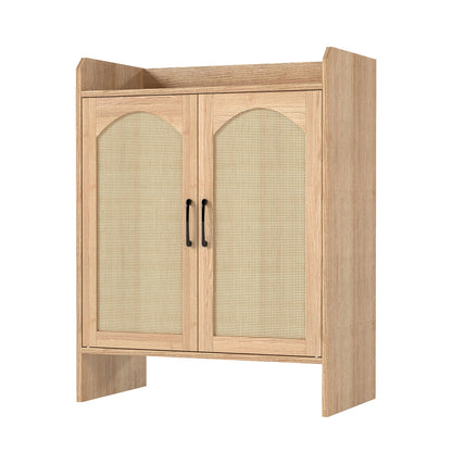 Levede Shoe Cabinet 5-Layer Rattan Wooden Doors Adjustable Entrance Storage
