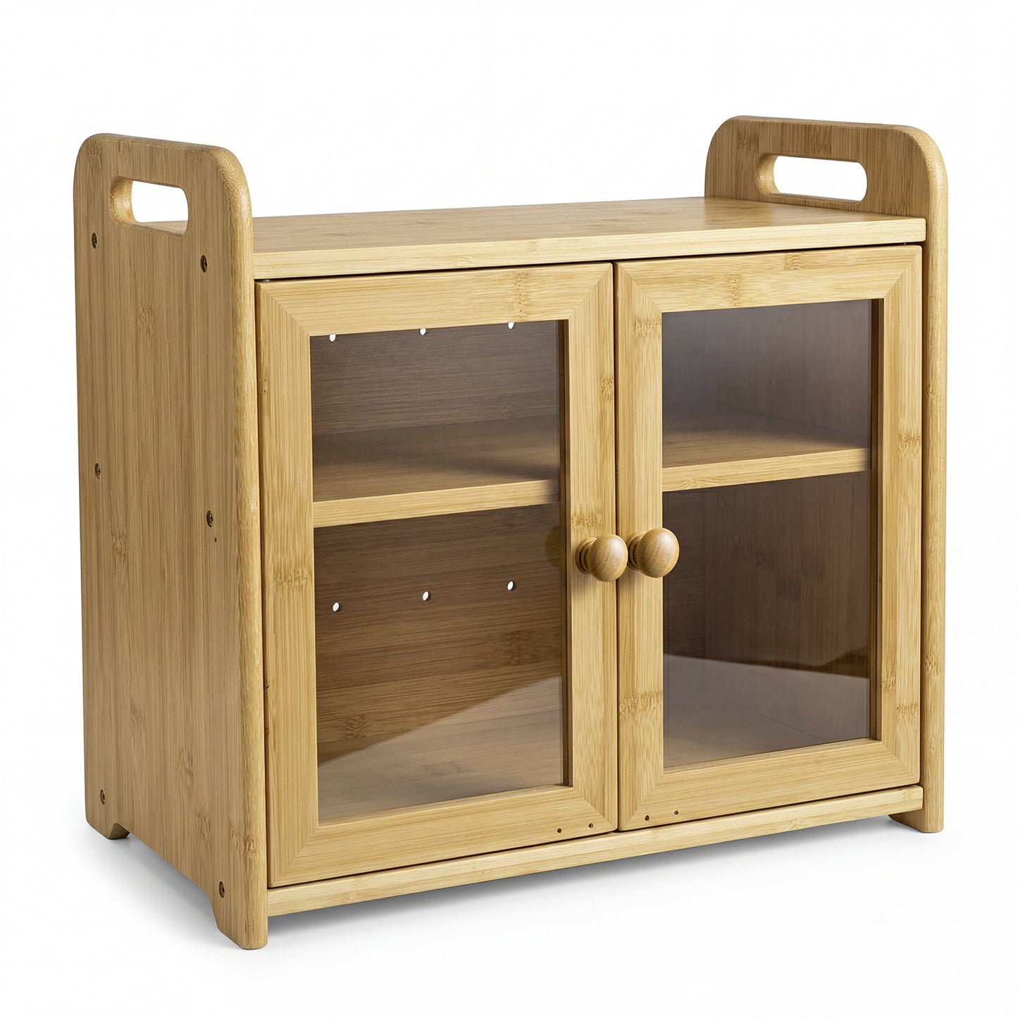 TOQUE Bread Box 20L 2-Tier Bamboo Bread Bin Storage Acrylic Door Natural