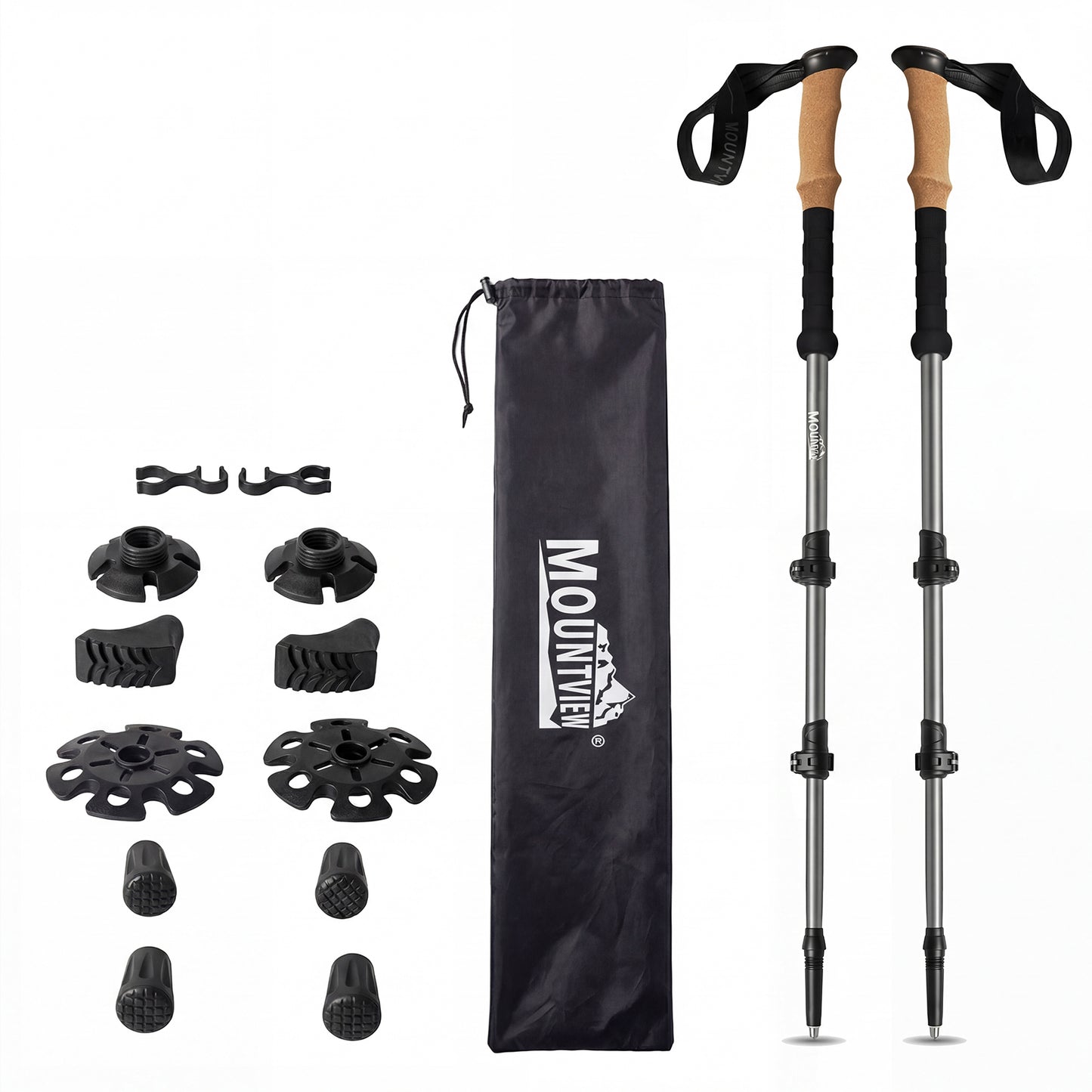 Mountview Trekking Poles Lightweight Walking Poles Hiking Sticks with Cork Grips