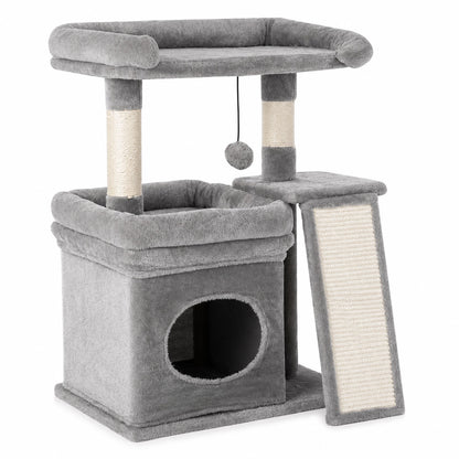 Skylos Cat Tree Tower Large Perch Condo Sisal Scratcher Indoor Felines Grey