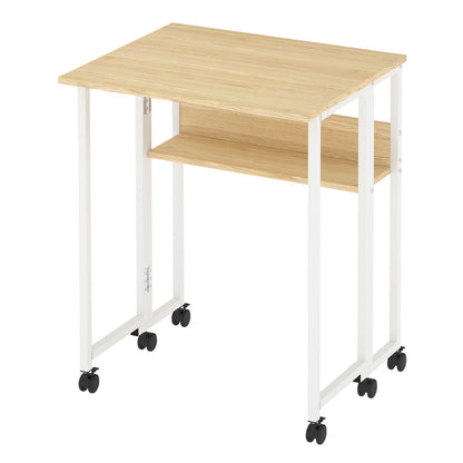 Levede Folding Computer Desk Extandable Table with Storage Shelf Wheeled Compact