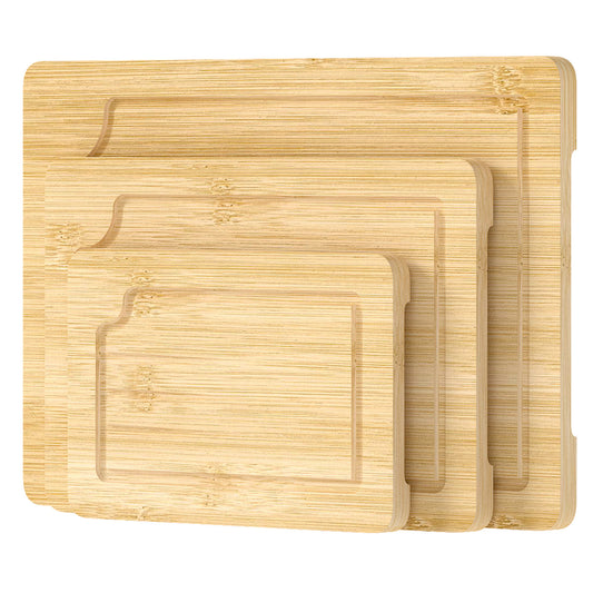 Toque 3Pcs Bamboo Cutting Board Set Chopping Boards Serving Platter Kitchen