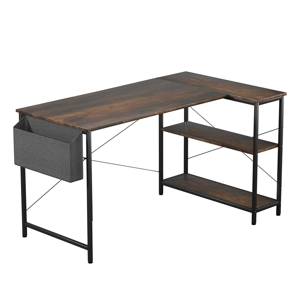 Levede Computer Desk L Shaped Corner Office Table Home Storage Shelves Drawers