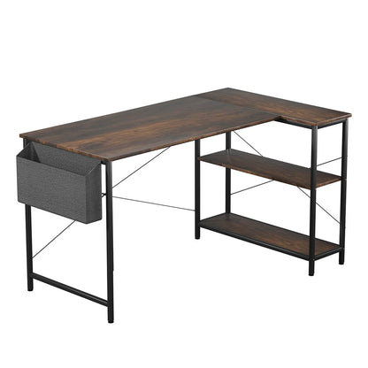 Levede Computer Desk L Shaped Corner Office Table Home Storage Shelves Drawers