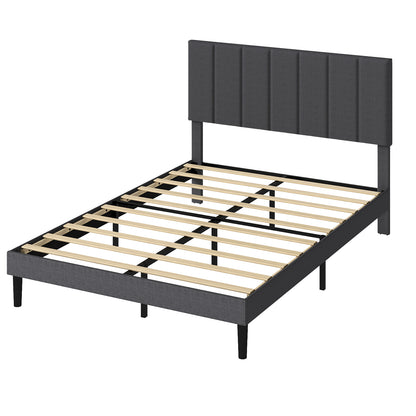 Levede Upholstered Bed Frame Linen Fabric Soft Foam Headboard Small Double King