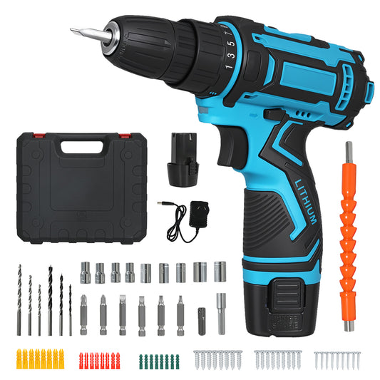 Traderight Cordless Drill Combi Driver Electric Screwdriver Set 2.0Ah Battery