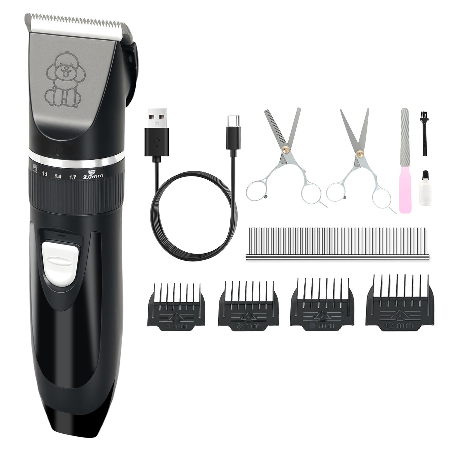 Skylos Pet Clipper Kit Dog Cat Grooming Cordless Low Noise Adjustable Trimmer