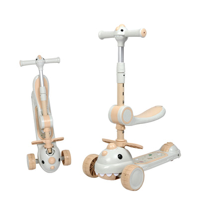 Dekko Kids Scooter Foldable Flip-able Seat Adjustable Height LED Light Music